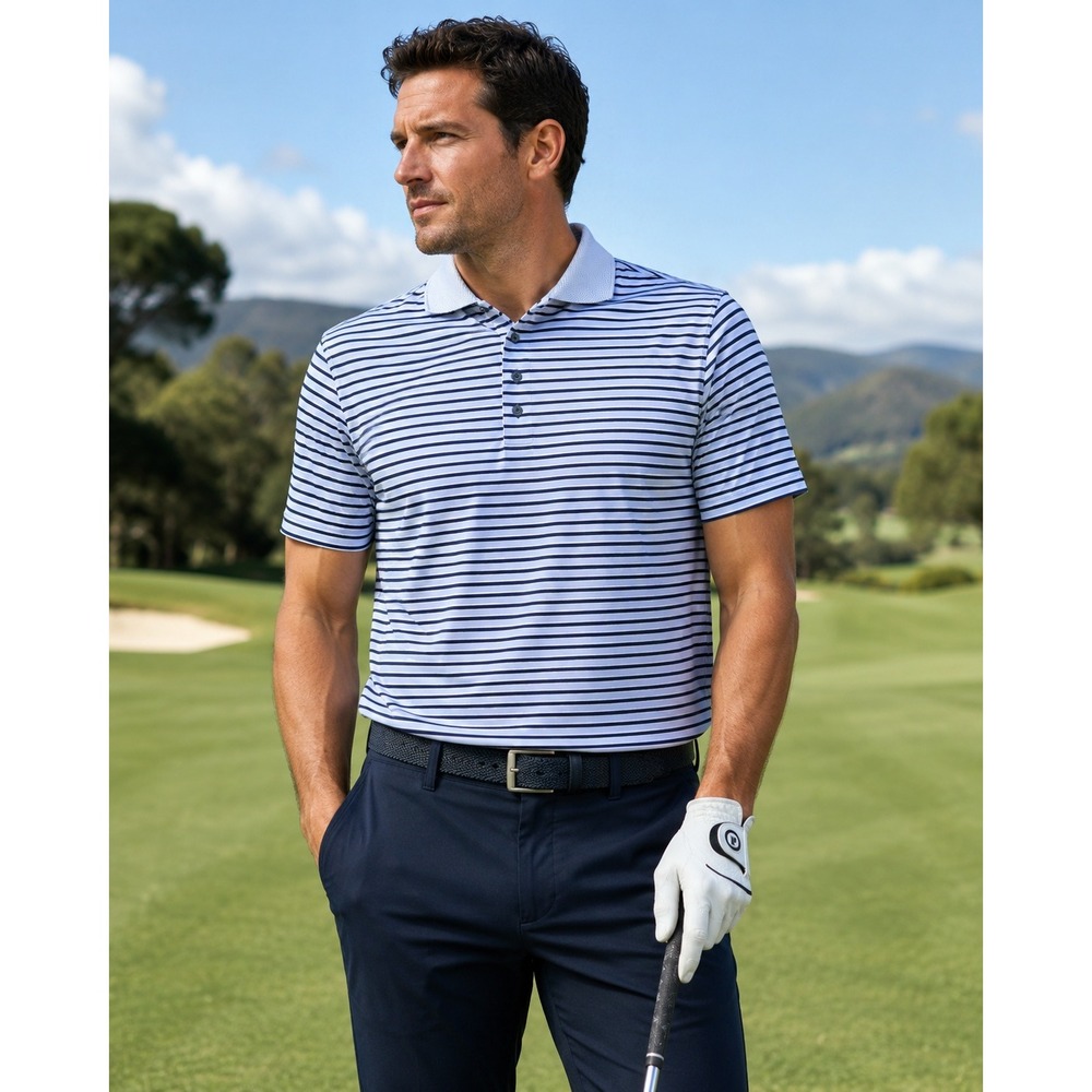 Greyson Polo Shirt Mens XXL Blue Striped Performance Breathable